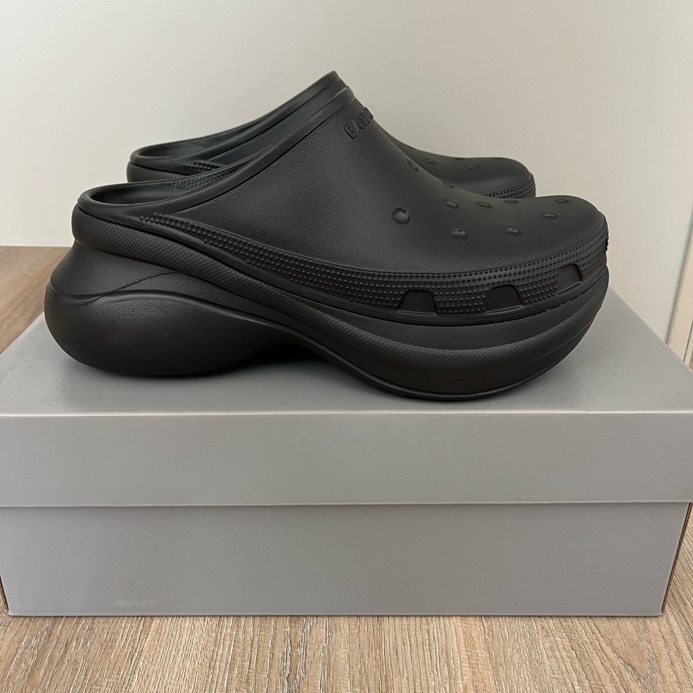 Balenciaga Black Croc Clogs